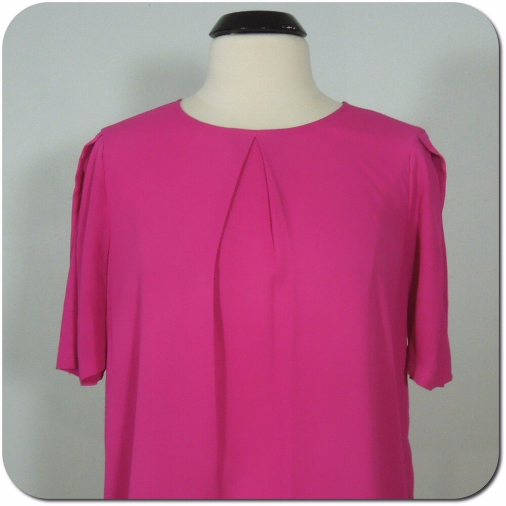 METAPHOR Blouse L LARGE Womens Pink Short Folded Sleeves